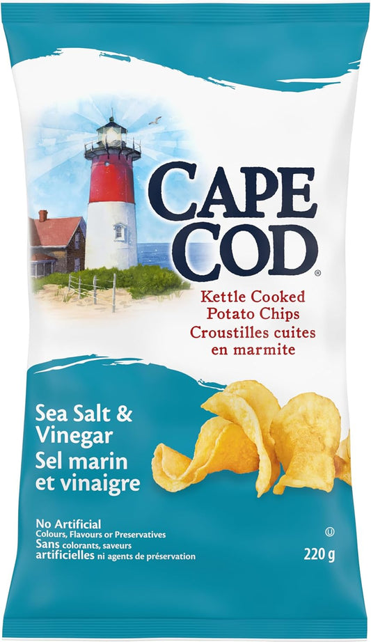 科德角薯片 - 无麸质海盐醋味，12 x 220 克（12 包）