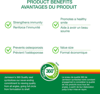 Jamieson 益生菌 50 亿活性细胞 - 常规强度和维生素 D 1,000IU 500 片