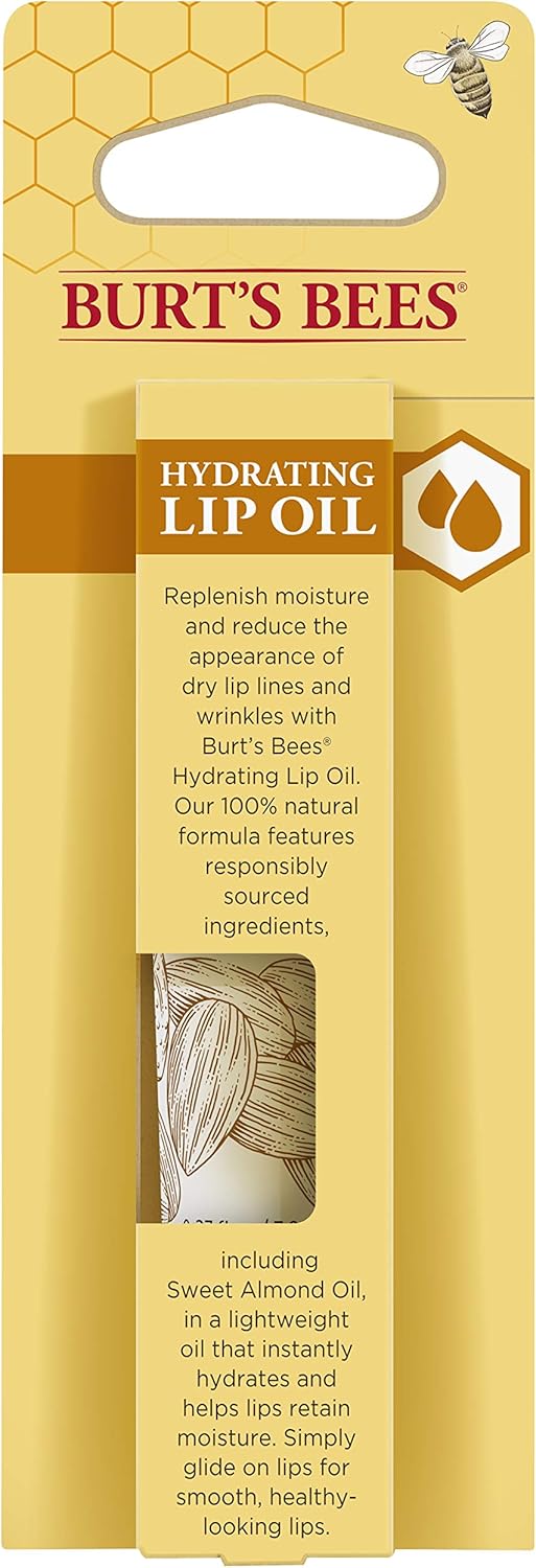 Burt's Bees 100% 天然保湿唇油，即时补水 - 甜杏仁油注入，1 包