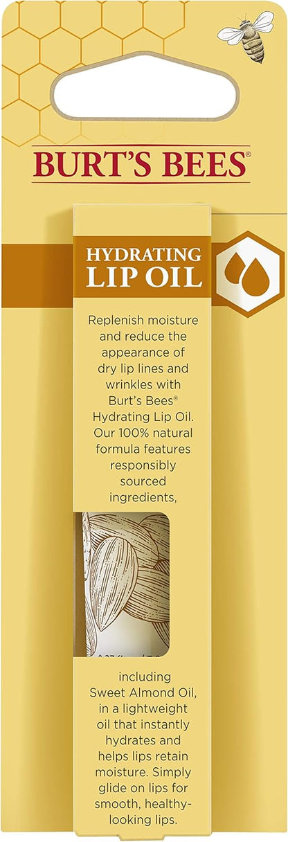 Burt's Bees 100% 天然保湿唇油，即时补水 - 甜杏仁油注入，1 包