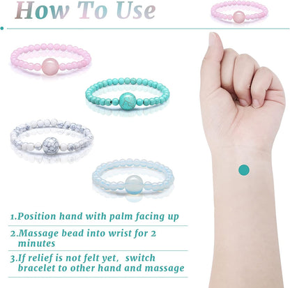 Jadive 4 Pieces Anti Nausea Wristband Seasickness Motion Sickness Bracelets Wristband Adjustable Motion Nausea Bands for Motion Sickness, Morning Sickness, Car Sickness, Travel Sickness