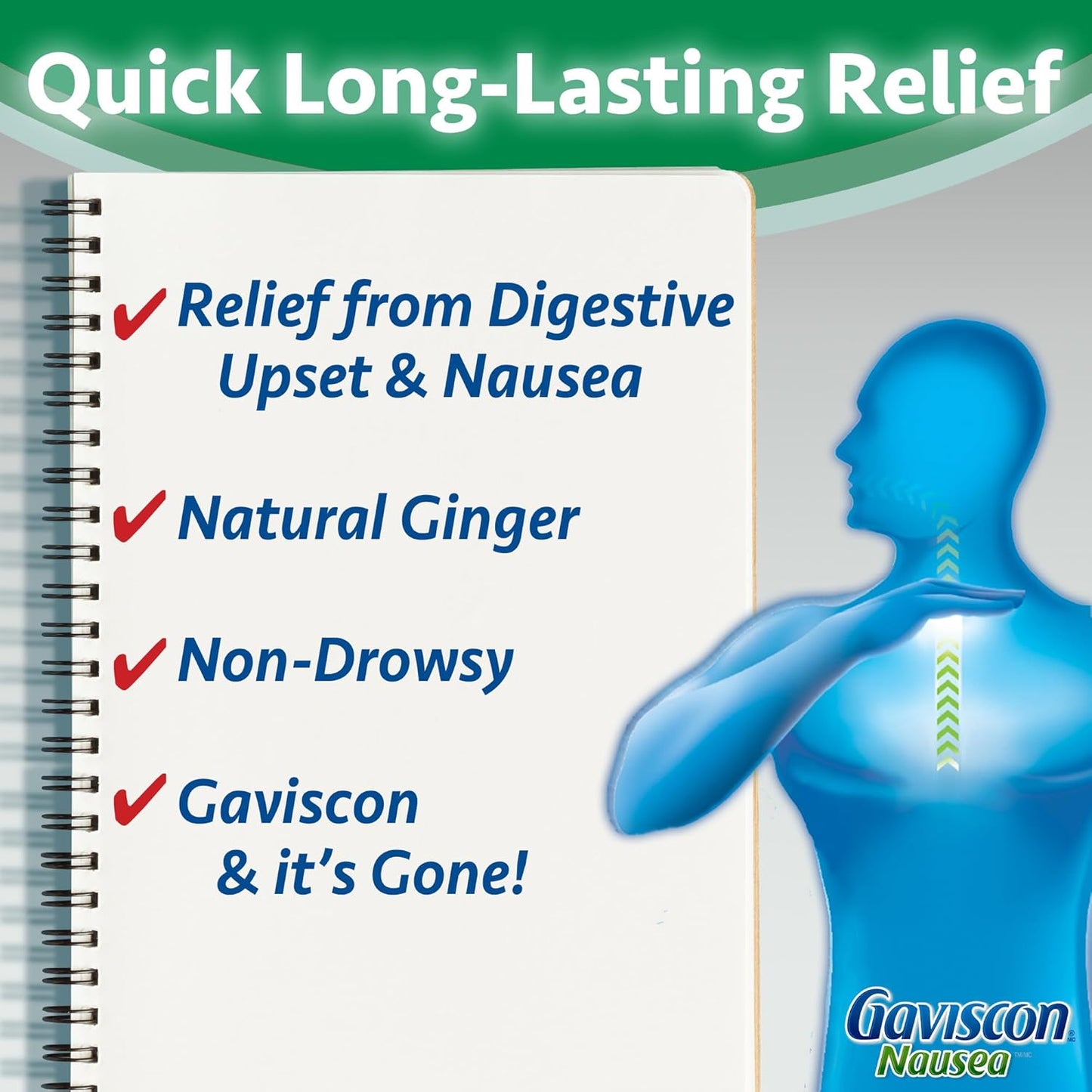 Gaviscon 抗噁心生薑膠囊 - 18 粒 - 緩解噁心、促進消化的片劑，天然生薑 - 不含鋁、乳糖和麩質