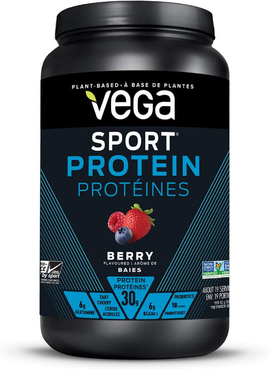 Vega Sport 蛋白粉（莓果味，19 份）+ Vega 多合一素食蛋白粉（混合莓果味，20 份）