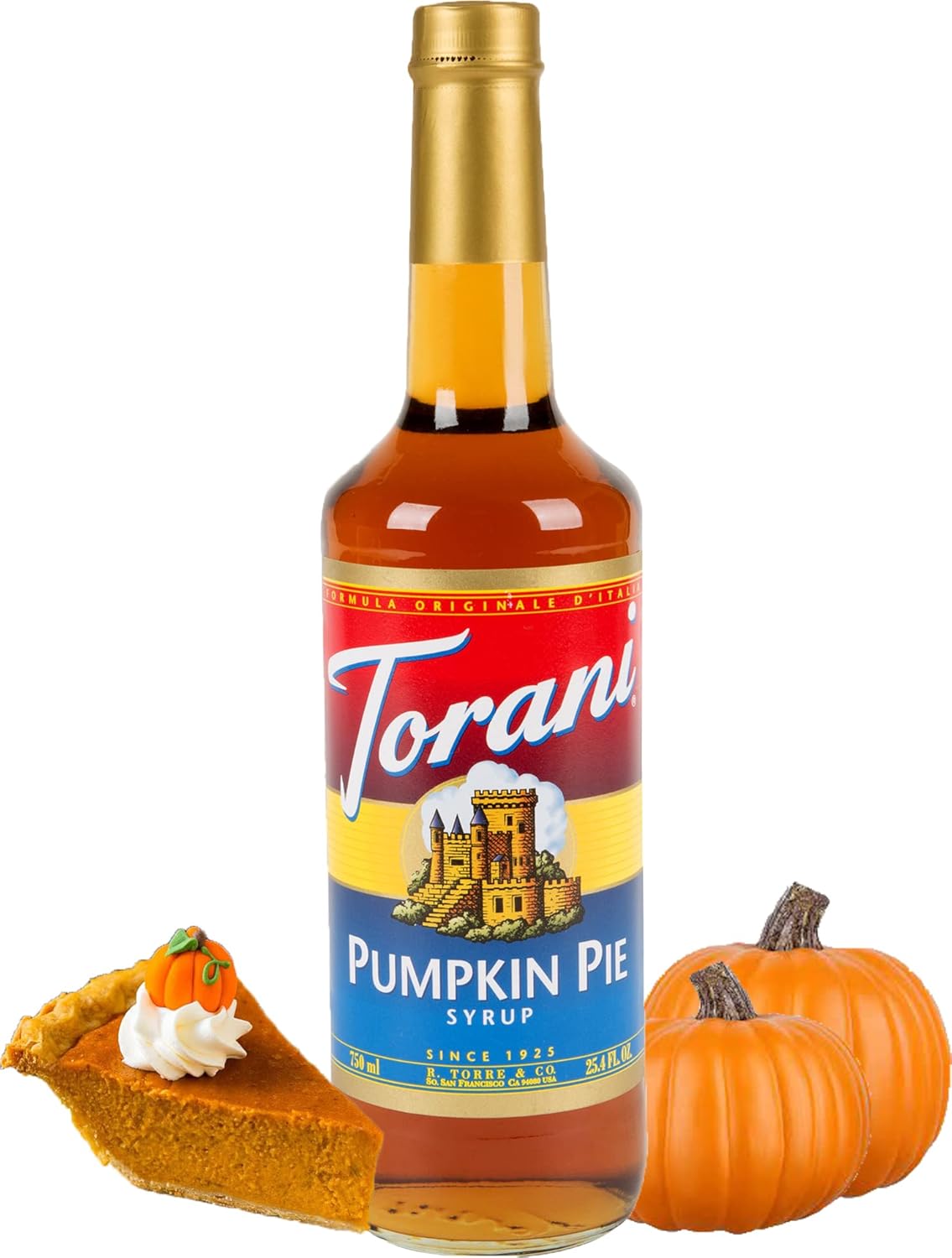 Torani Pumpkin Pie Flavour Syrup, 750ml bottle, 2 Pack brown