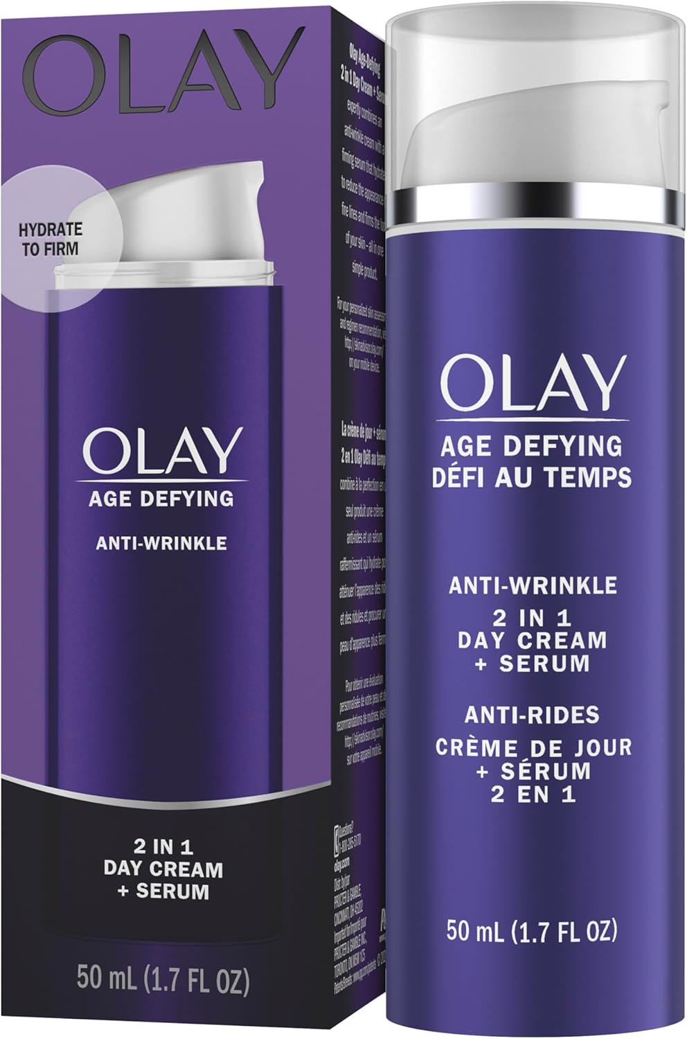 Olay Age Defying Day Face Cream, Anti-Wrinkle 2-in-1 with Face Serum with Vitamin B3, Niacinamide, 50 ml