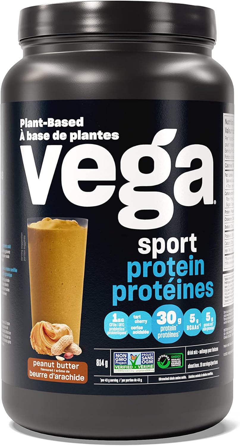 Vega Sport Protein 素食蛋白粉，花生醬（19 份）BCAA 和多合一素食蛋白粉摩卡（20 份）