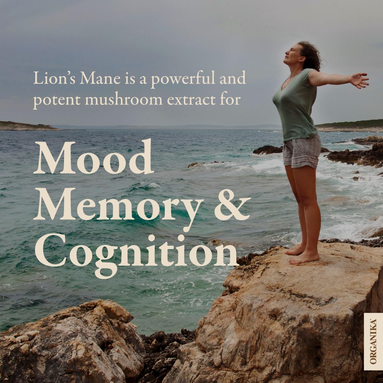 Organika 加拿大制造狮鬃菇 - 超强有机蘑菇提取物 - 2800 毫克 - 益智，天然支持记忆力、情绪、神经保护和认知 - 120 粒胶囊，120 天用量