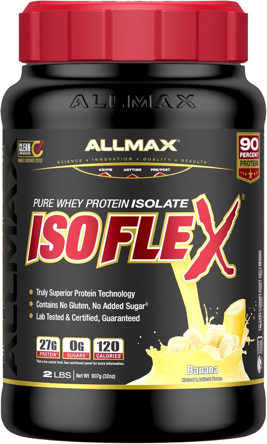 ALLMAX Isoflex 草莓味，2 磅 & ISOFLEX - 100% 超纯乳清分离蛋白 - 香蕉味 - 2 磅