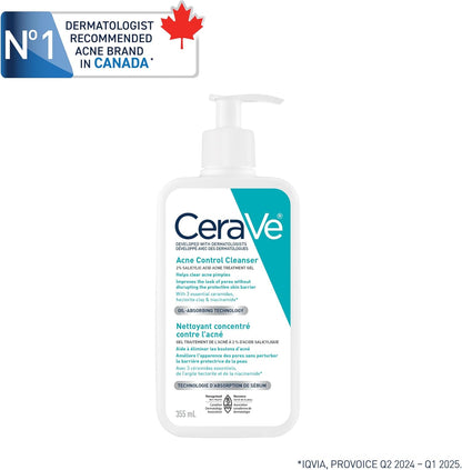 CeraVe Acne Face Wash, 2% Salicylic Acid Cleanser with Purifying Clay & Niacinamide for Oily Skin and Blackheads, Fragrance-Free, Paraben-Free & Non-Comedogenic, 473 mL