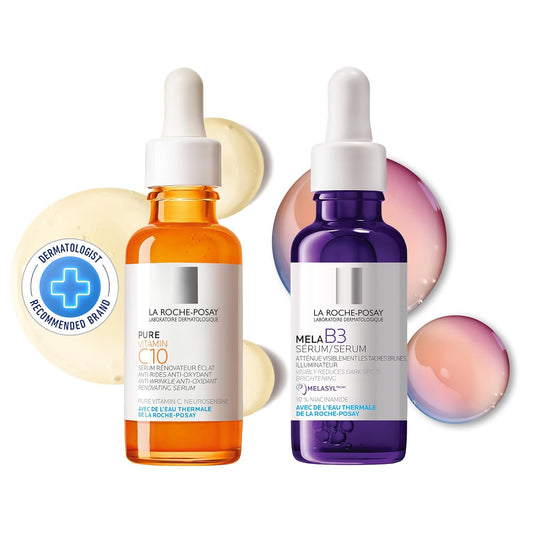 La Roche-Posay 10% Pure Vitamin C Serum for Face with Hyaluronic Acid & Salicylic Acid & BUNDLEs with Mela B3 Serum or Anthelios Ultra Fluid SPF 50+. Protect & Correct against Hyperpigmentation