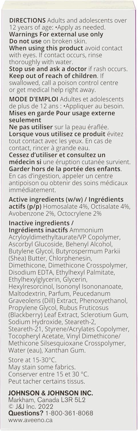 Aveeno Absolutely Ageless 每日保湿霜 SPF 30，抗衰老，面部，皱纹霜，抗氧化黑莓复合物；维生素 C 和 E，瓶装，1 包，50 毫升