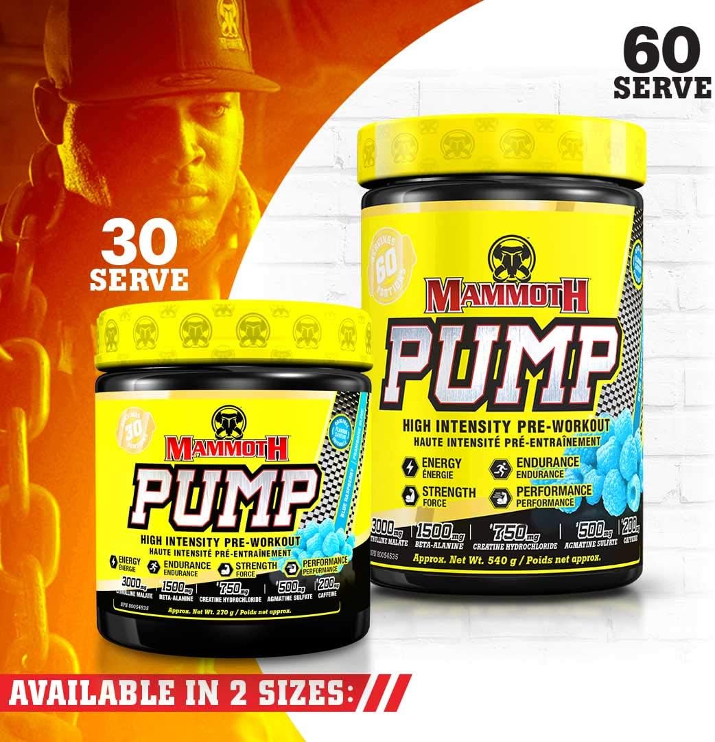 MAMMOTH PUMP – 運動前粉末，卓越的肌肉泵感，增強力量和耐力，補充爆發力和能量，提高專注力，快速恢復，減輕酸痛（30 份，藍莓味）