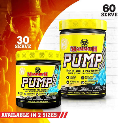 MAMMOTH PUMP – 運動前粉末，卓越的肌肉泵感，增強力量和耐力，補充爆發力和能量，提高專注力，快速恢復，減輕酸痛（30 份，藍莓味）