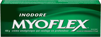 Myoflex 止痛膏 | 无味 | 深层缓解肌肉酸痛和关节痛 | 不含薄荷醇 | 无污渍 | 不油腻 | 适合 2 岁以上 | 100 克（常规强度）