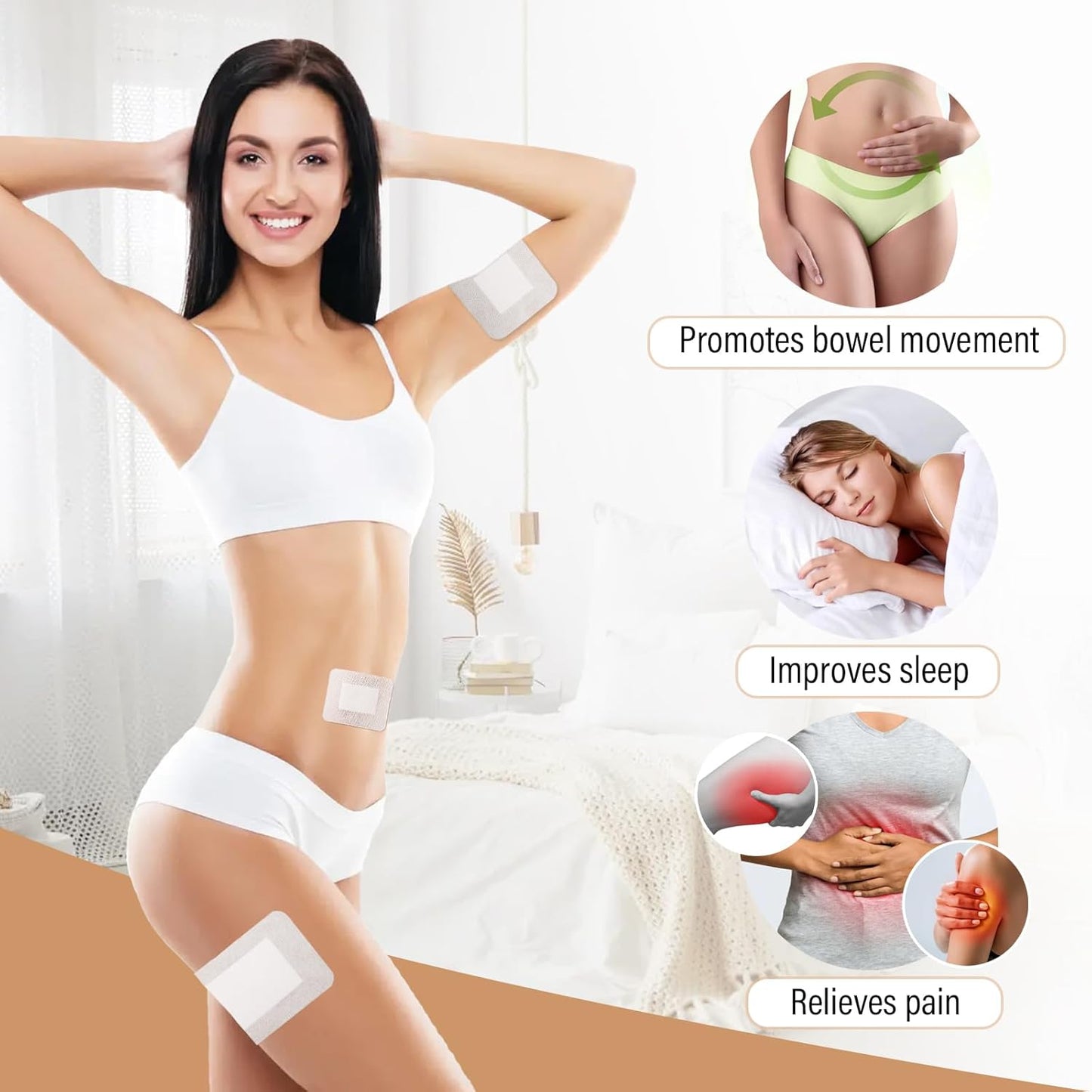 Fiohiros 30PCS Castor Oil Patches Set, Portable Anti-Leak Castor Oil Pack Wrap, Self-Adhesive Castor Oil Belly Button Patch, Breathable Soft Non-Woven for Women