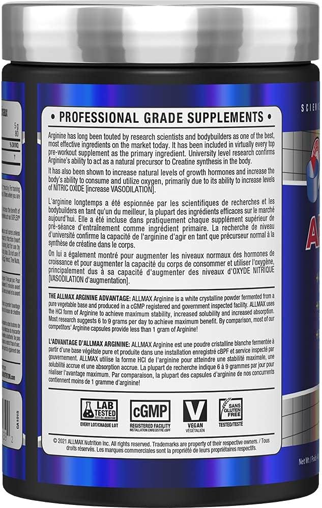 ALLMAX Nutrition 精氨酸盐酸盐 - 强效+吸收 - 医药级，400克