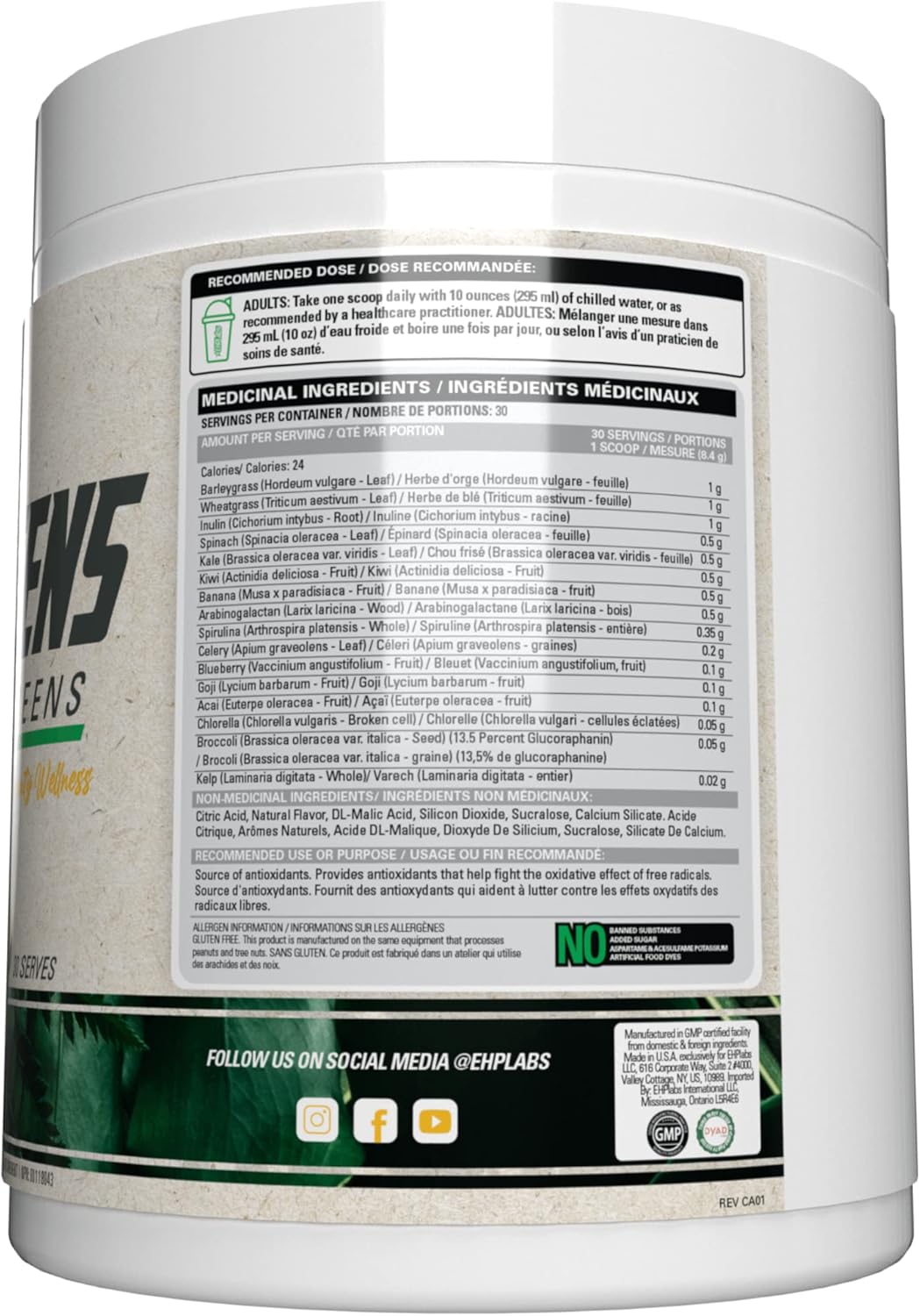 EHPlabs OxyGreens Super Greens Powder - Spirulina & Chlorella Superfood, Green Juice Powder & Greens Supplements with Prebiotic Fibre, Antioxidants & Immunity Support, 30 Serves (Passionfruit)