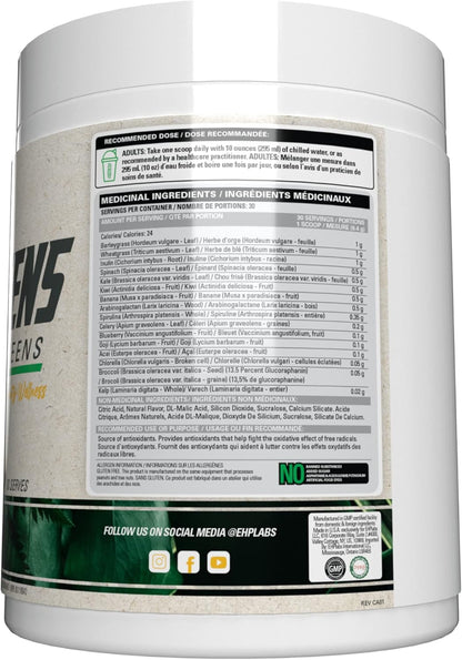 EHPlabs OxyGreens Super Greens Powder - Spirulina & Chlorella Superfood, Green Juice Powder & Greens Supplements with Prebiotic Fibre, Antioxidants & Immunity Support, 30 Serves (Passionfruit)