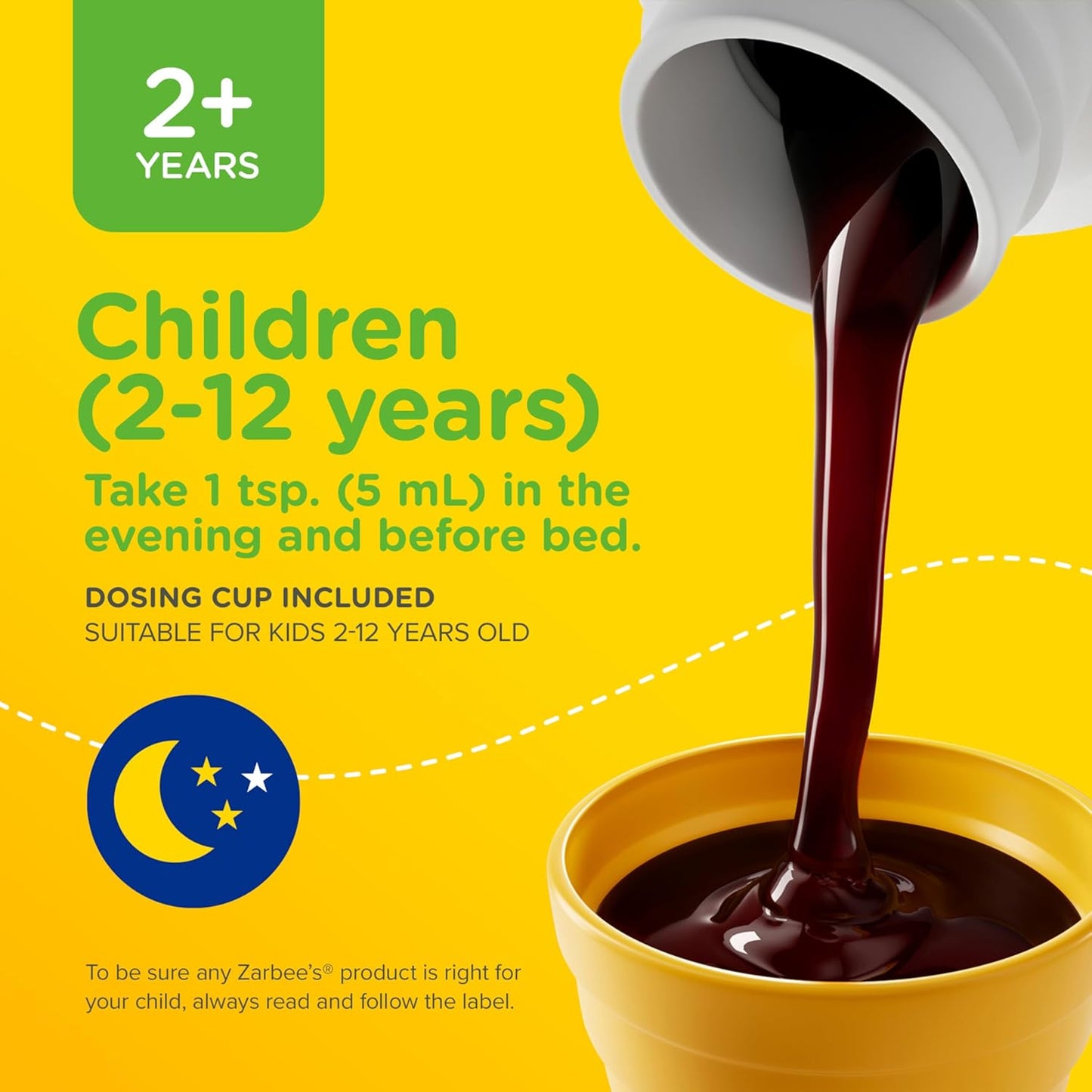 Zarbee’s® Children’s Nighttime Cough + Mucus Syrup for Kids 2+ years, Honey, Chamomile, & Ivy Leaf, Dye & Alcohol-Free, Mixed Berry, 118 mL