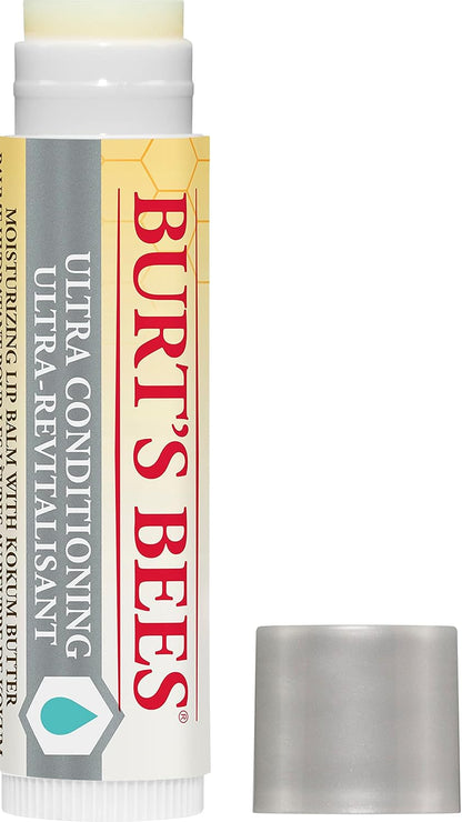 Burt's Bees 保濕唇膏，適用於乾燥、皸裂的嘴唇，母親節禮物，保濕唇膏，適用於乾燥的嘴唇，100% 天然來源，香草豆和野櫻桃 - 2 管，2 支，超值裝