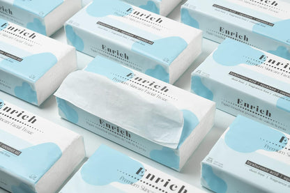The Nice Bum Enrich Tissues Family Pack | Premium Skincare Facial Tissue | Non-GMO & Vegan | Dust, Fragrance, and Chlorine-Free | Ultra-Strong 3-Ply | 120 Tissues Per Pack