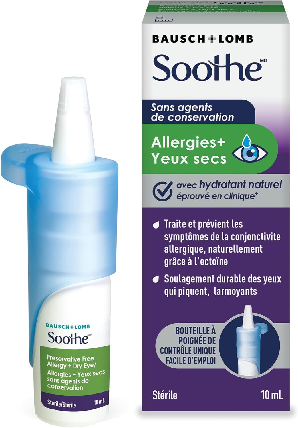 Soothe Preservative Free Eye Drops for Dry Eyes, Allergy Relief for Red, Itching Eyes, 10mL