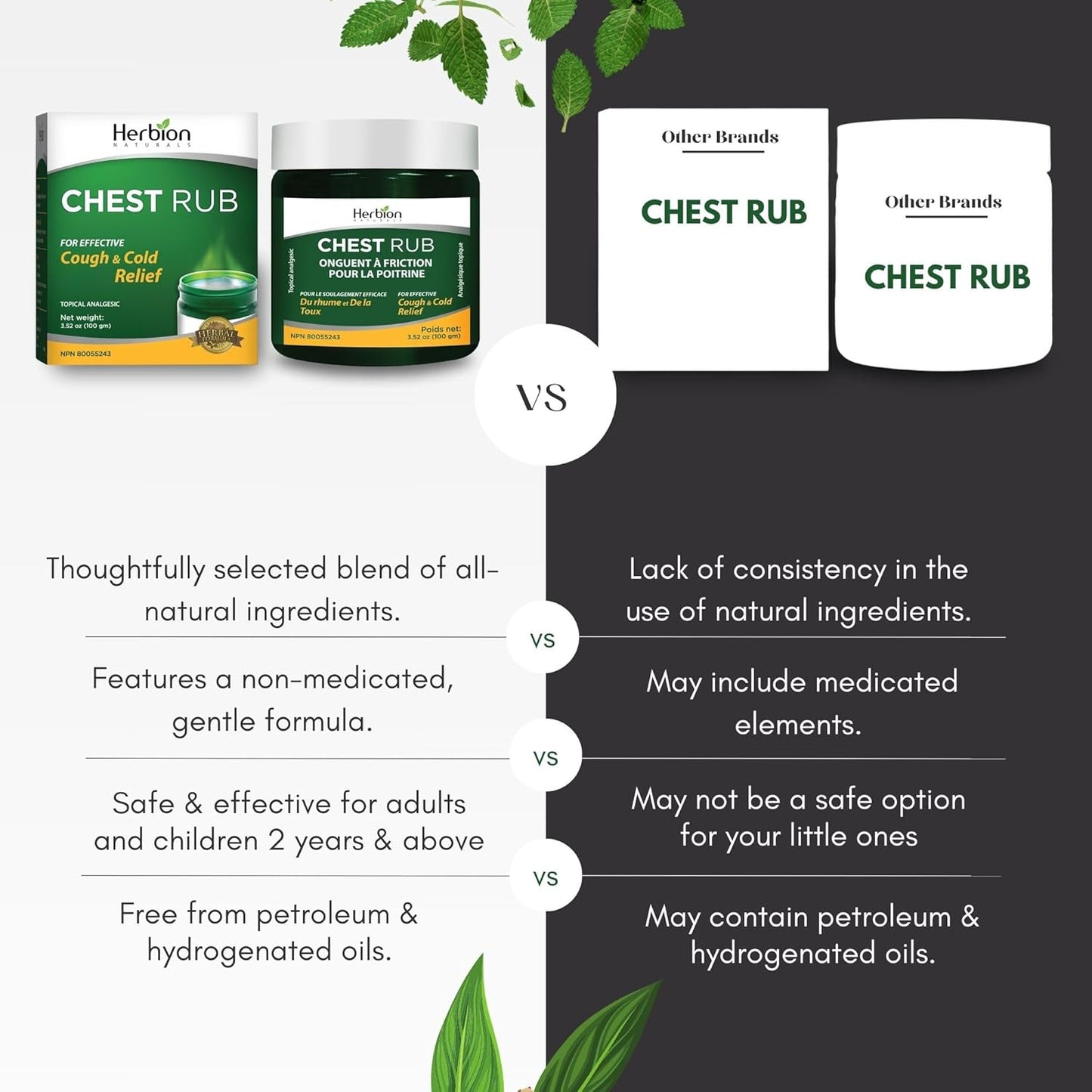 Herbion Naturals 胸部按摩膏，3.5 液体盎司 - 局部镇痛剂；缓解咳嗽、鼻塞和胸闷；舒缓拉伤、扭伤和关节炎引起的疼痛和酸痛