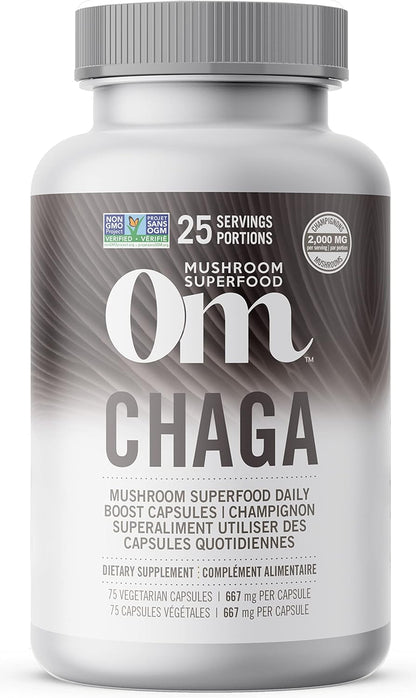 Om Chaga 蘑菇 667 毫克 75 粒胶囊 75 液体盎司