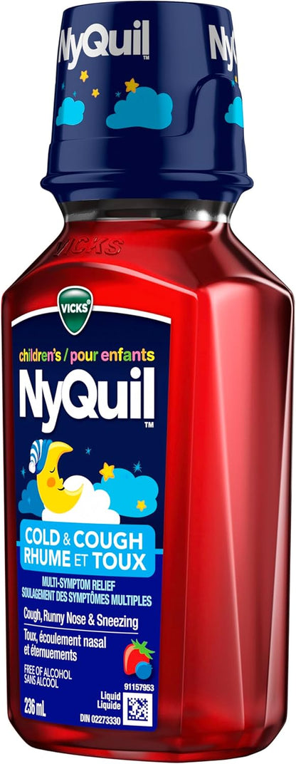 Vicks 儿童 NyQuil 感冒咳嗽糖浆，缓解咳嗽、流鼻涕、打喷嚏等多种症状，浆果味，6 岁以上适用，236 毫升