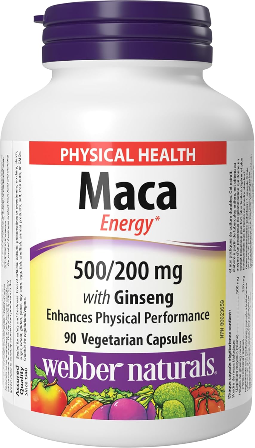 Webber Naturals 瑪卡能量膠囊（含人參）90粒，純素
