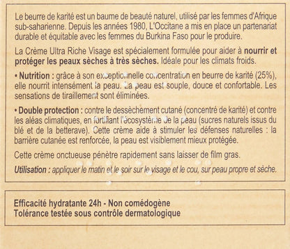 L'OCCITANE LOccitane Shea Butter Ultra Rich Face Cream Face Cream Unisex 1.7 oz