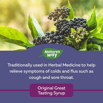 Nature's Way 接骨木免疫原味感冒和流感護理接骨木軟糖，含維生素 C 和鋅 & 接骨木感冒和流感護理原味 - 草藥中使用的接骨木糖漿