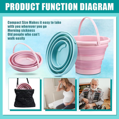 Anglechic 2 件可重复使用呕吐桶，含 20 片吸水垫，3 升呕吐桶，可折叠呕吐桶，用于缓解孕吐、孕吐、汽车、飞机旅行晕车等症状