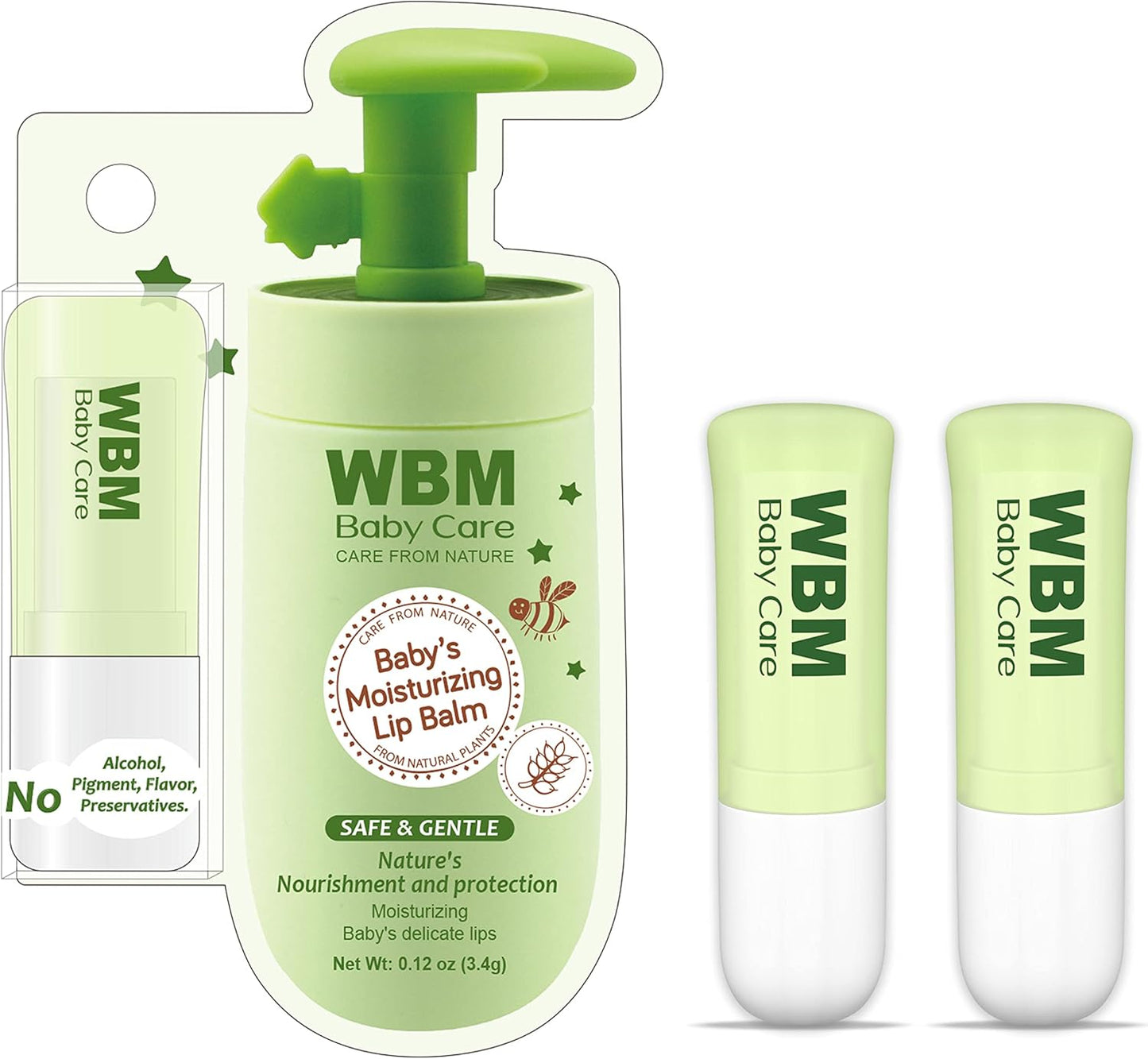 天然潤唇膏，有效治癒嬰兒乾裂的嘴唇，保濕滋養潤唇膏，0.12 盎司（2 支裝）