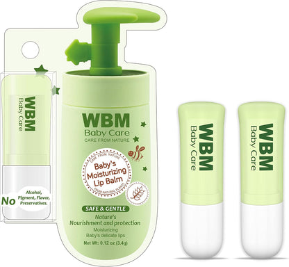 天然潤唇膏，有效治癒嬰兒乾裂的嘴唇，保濕滋養潤唇膏，0.12 盎司（2 支裝）