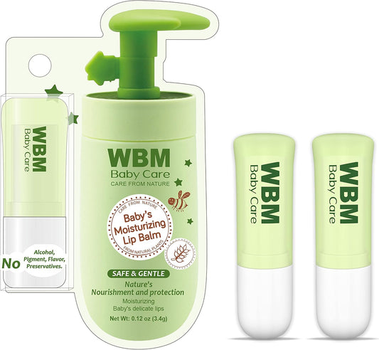 天然潤唇膏，有效治癒嬰兒乾裂的嘴唇，保濕滋養潤唇膏，0.12 盎司（2 支裝）