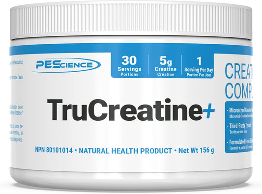 PEScience TruCreatine+ 肌酸一水合物粉末，微粉化 Creapure 肌酸，男女適用，支持肌肉生長、力量和恢復，認知，30 份