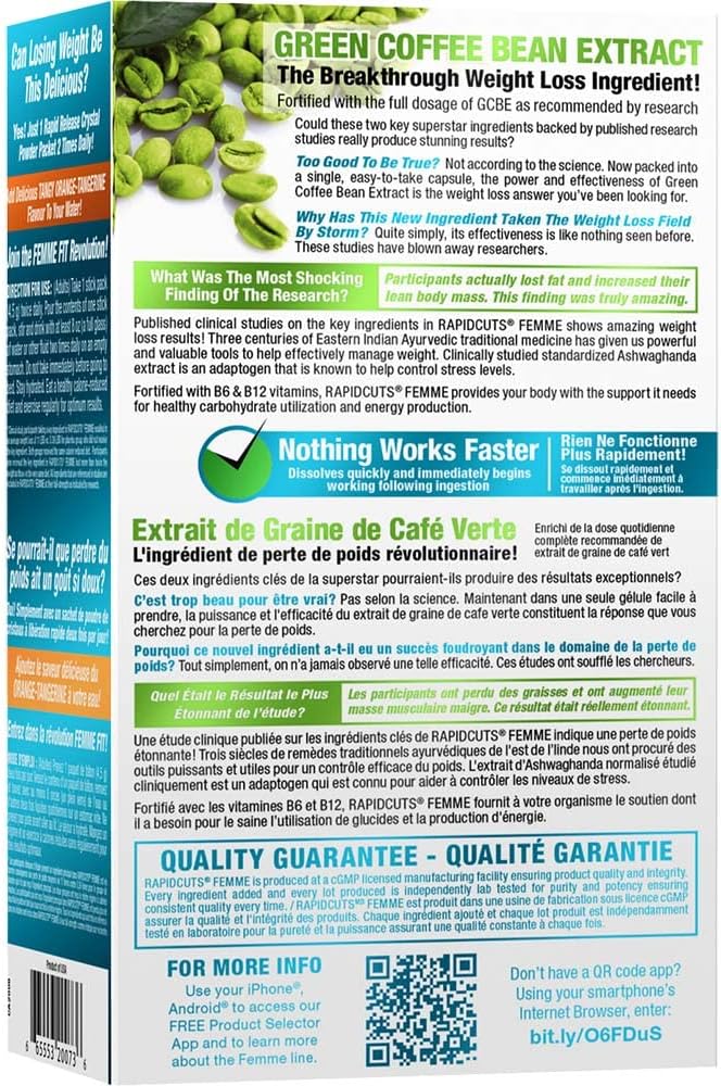 FEMME FIT RapidCuts Femme Crystals - 全天然三階段減脂系統 - 橘橘色 - 22 粒 (665553200736)