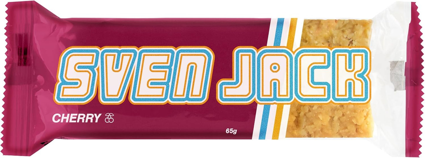 SvenJack Oat Bar Cherry - Pack of 20 × 65g - Vegan Oatmeal Energy Bar with Sweet Cherry Chunks, High‑Fibre, Low‑Sugar, Fruity Snack for Daily Fuel