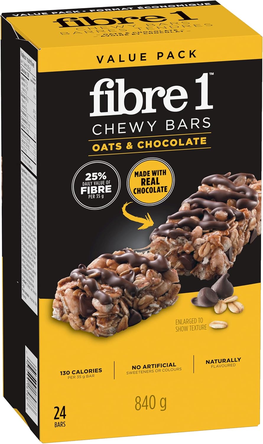 纤维 1 - 超值装 - 燕麦巧克力软糖，24 块装，天然香料，不含人工色素，840 克包装，零食棒，采用真正的巧克力制成