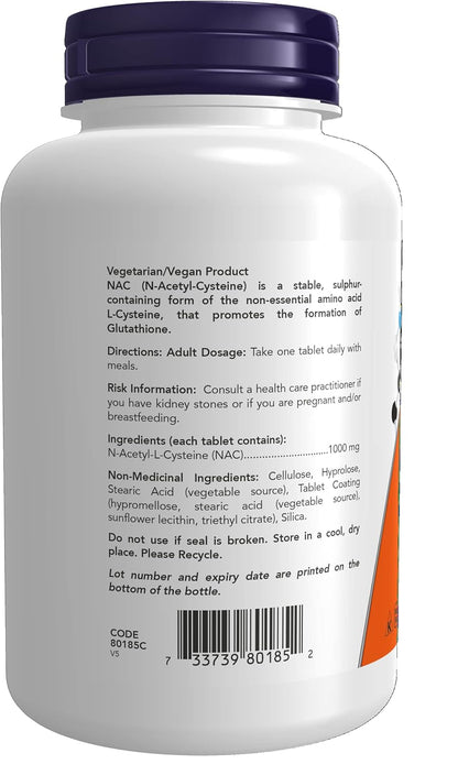 NOW Nac 強效片劑，1000 毫克，120 粒 & 乙醯左旋肉鹼 500 毫克，100 粒素食膠囊