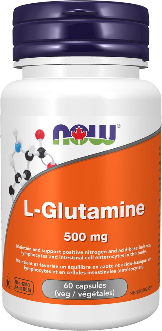 NOW Supplements，L-麩醯胺酸 500 毫克，60 粒植物膠囊