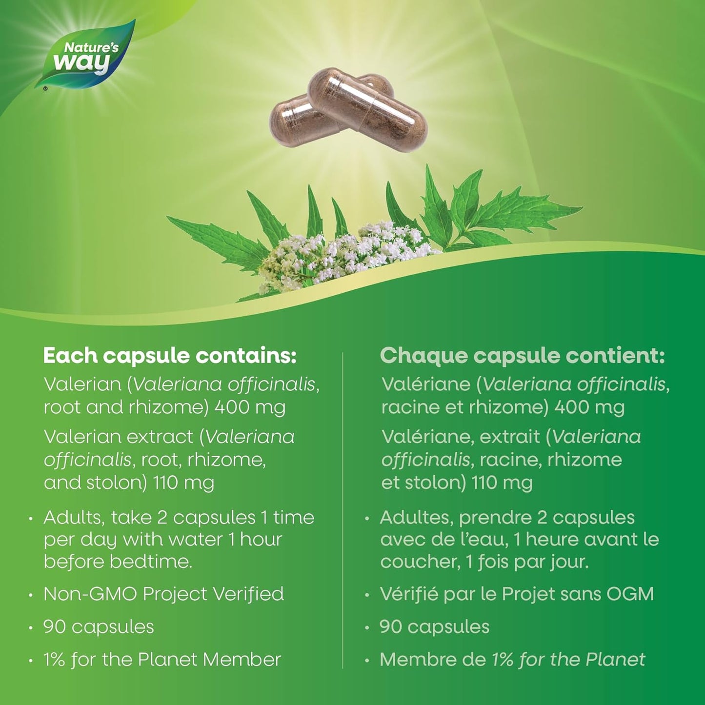 Nature's Way 纈草根萃取 - 夜間睡眠支持 - 纈草補充劑 - 不含明膠，非基因改造 - 90 粒素食膠囊