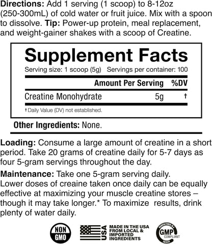 JNX SPORTS The Curse! Creatine Monohydrate Powder 500g 5g Per Serve Pure Micronized Creatine 100 Servings (17.6oz)
