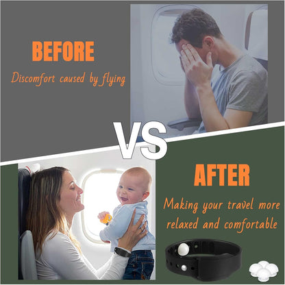 Konohan 6 件暈車帶可調式指壓腕帶防水緩解手環柔軟防噁心腕帶成人暈車旅行帶防暈船黑灰白