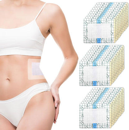 BOXOB 30片装蓖麻油贴，自粘式便携式蓖麻油肚脐贴，防漏吸水棉，居家旅行的完美礼物