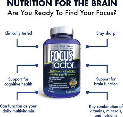 Focus Factor 大脑补充剂和完整复合维生素（150 粒）+ Factor 儿童每日咀嚼复合维生素（60 粒）
