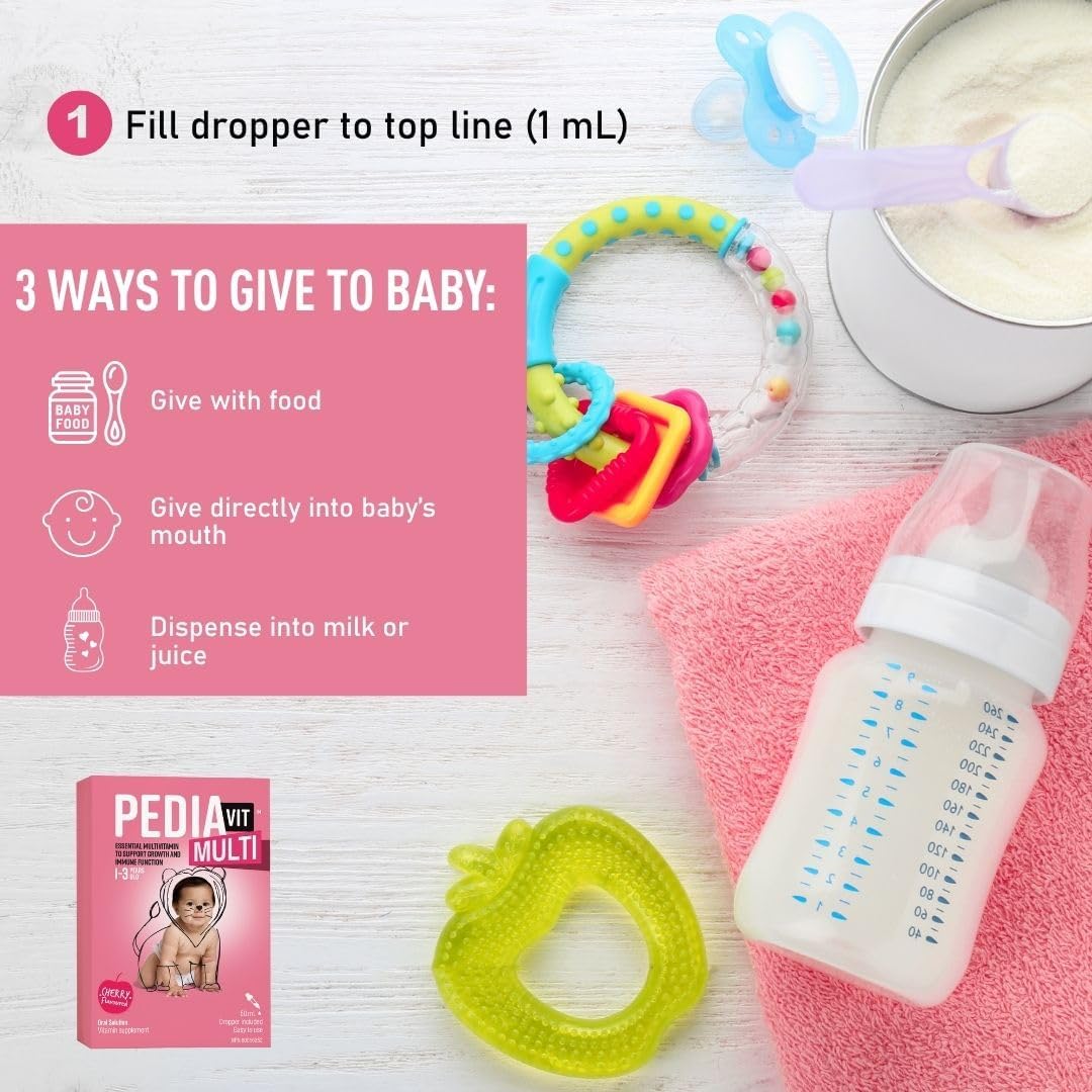 PediaVit 複合液體維生素 A、D 和 C | 適合 1-3 歲兒童 | 必需複合維生素，支持生長發育和免疫功能 | 口服液，50 毫升