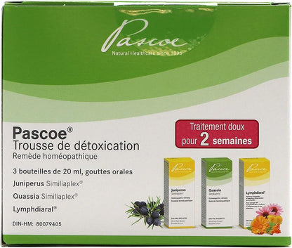 Pascoe – Pascoe 排毒套装 – 3 x 20 毫升口服滴剂 - 顺势疗法套装，用于缓解鼻窦充血、消化不良、荨麻疹、腹胀、烦躁、疲劳、头痛和便秘 - 两周清洁，温和不伤身体
