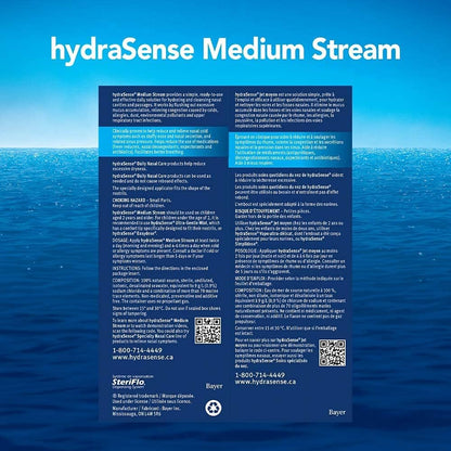 HydraSense 中流量鼻喷雾剂，日常鼻腔护理，100% 天然海水，不含防腐剂，210 毫升